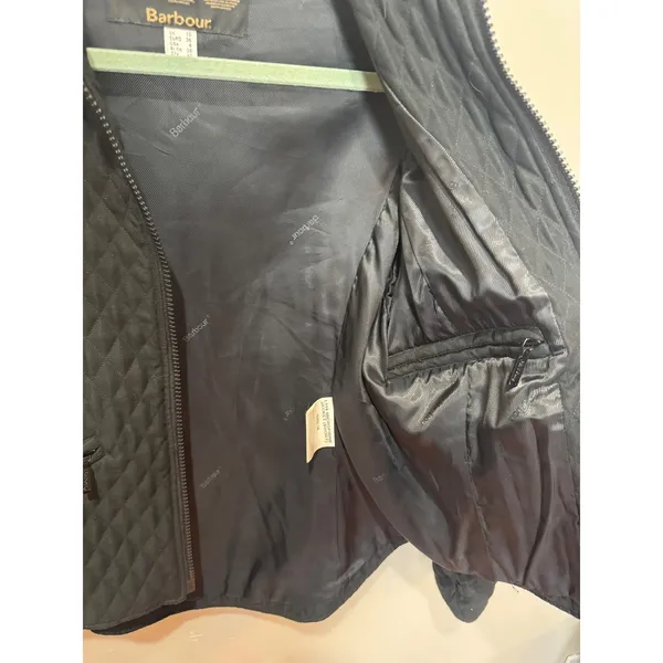 Barbour Jacket Quilted Microfiber Equestrian‎ Jacket Sz 6 Black - Image 10