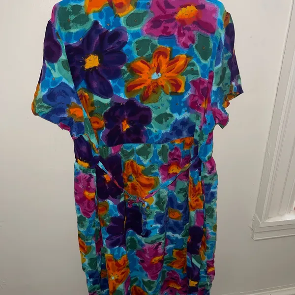 Vintage Floral Button-Down Dress by Hi Lites Sz 1X/2X - Image 3