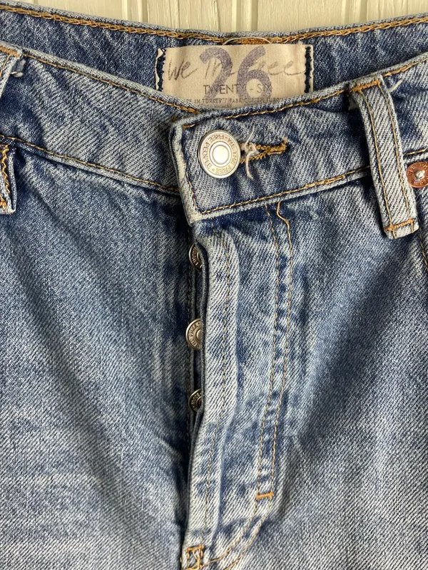 Free People New Dawn Flare Jeans Size 26 Distressed Denim Cotton We the Free - Image 6