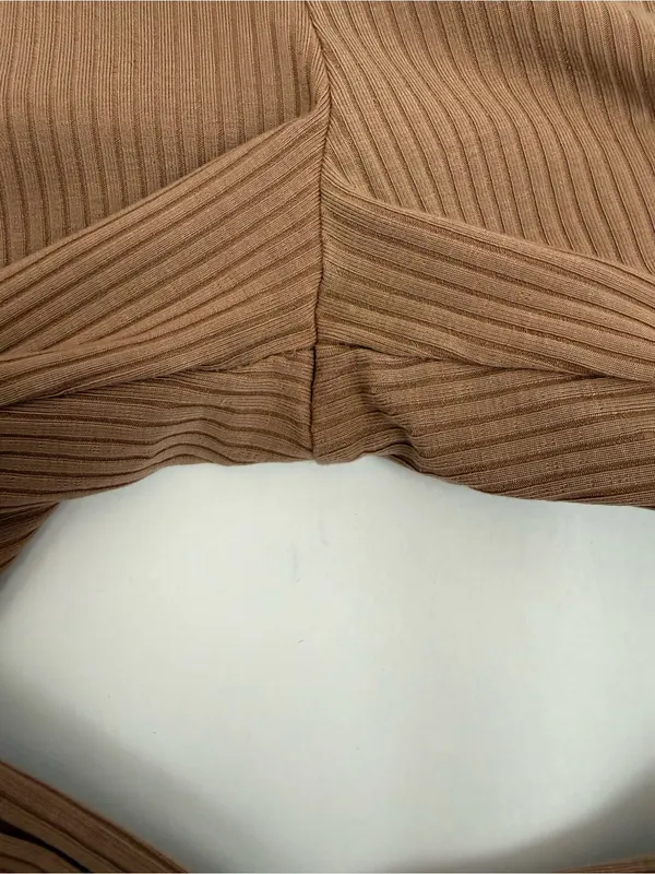 Reformation Whitney Ribbed Wide Leg Lounge Pant Tan - Image 8