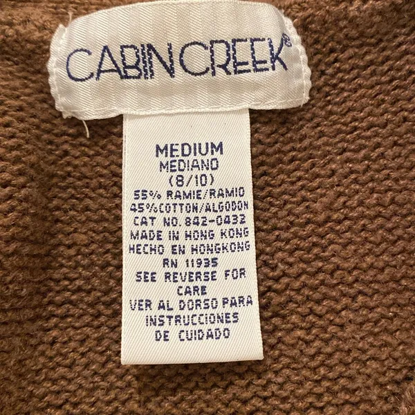Vintage Cabin Creek Button Front Sweater Vest Brown knit Size Medium - Image 5