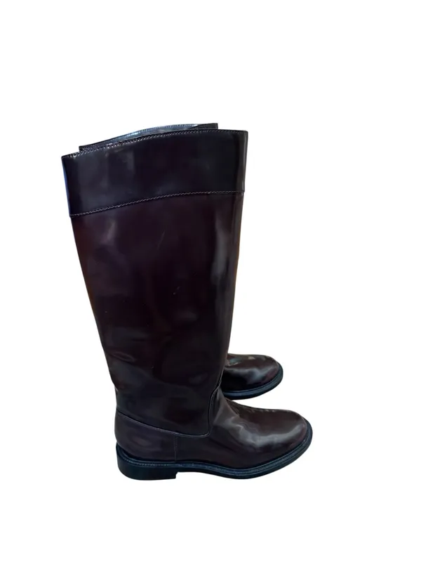 ZARA Leather Burgundy Knee High Boots 40 - Image 3