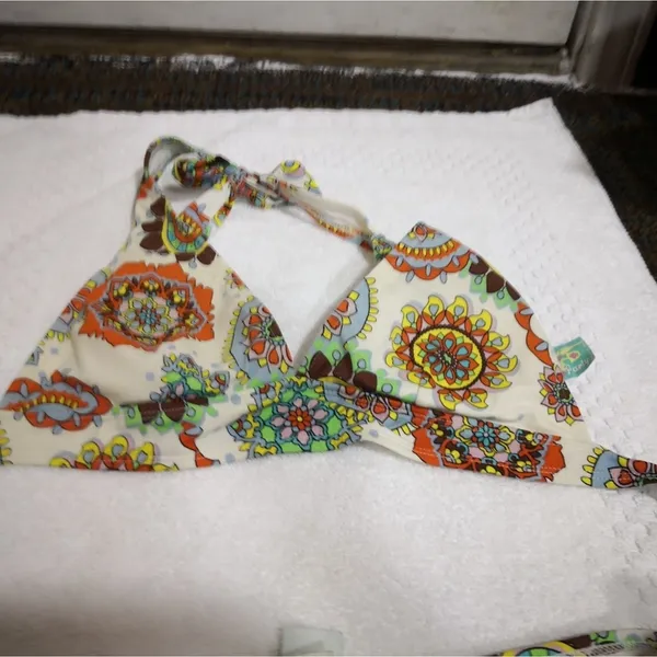 Pool Party Halter Bikini S Swim Casual 70s Look Dopamine Boho Festival Hippie - Image 3