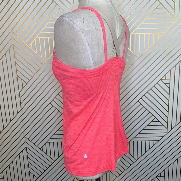 Lululemon Run For Gold Tank Heather Electric Coral‎ - Image 3