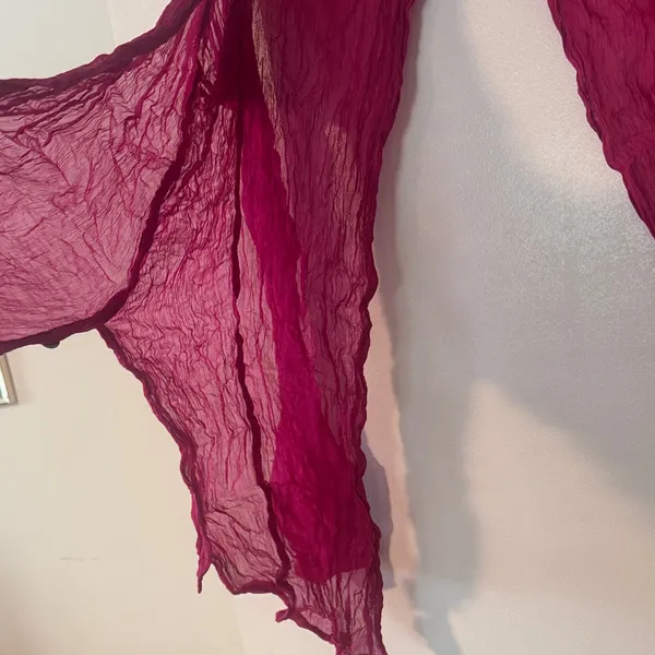 We The Free Open Front Button-Accent Sheer Top/Cover Up in Deep Magenta - Image 2