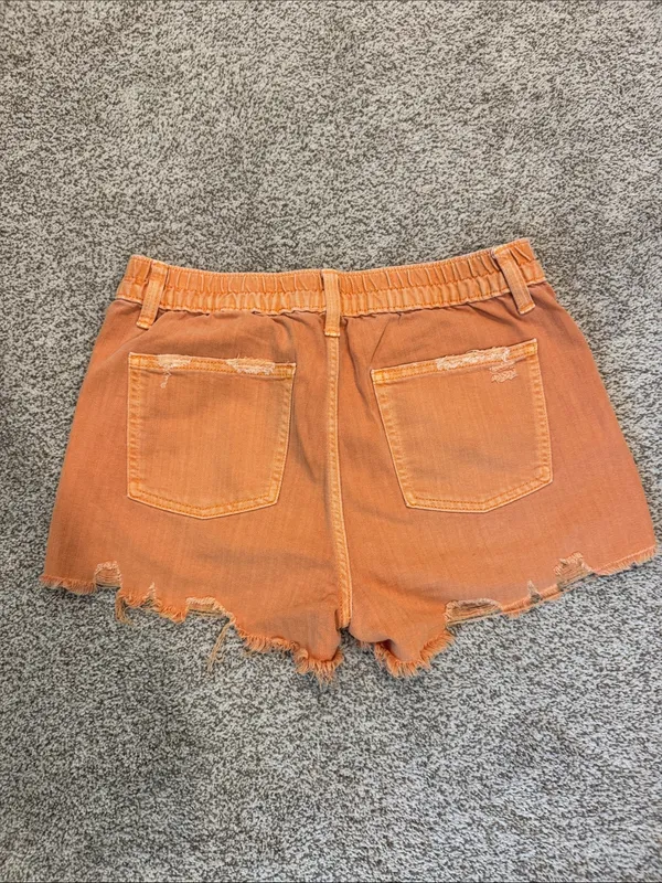Aerie- Orange Denim Shorts- small - Image 2