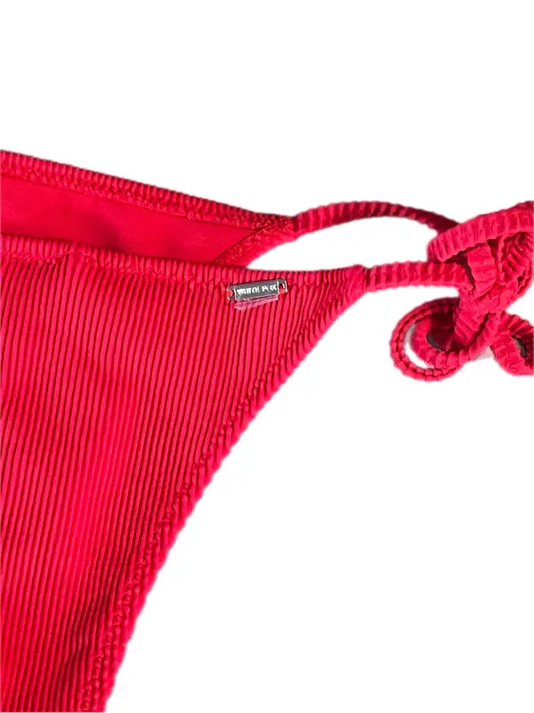White Fox Swim "By The Pool" Ribbed Bikini Bottoms in Red - Size Small - Image 8