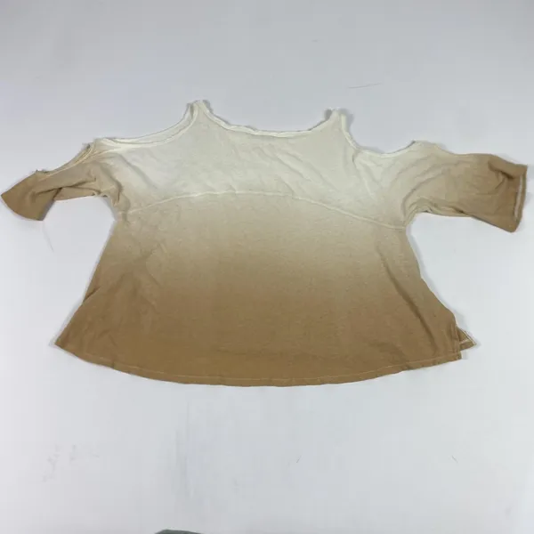 We The Free Shirt Womens XS Beige Ombre Cold Shoulder Scoop Neck Top Free People - Image 2