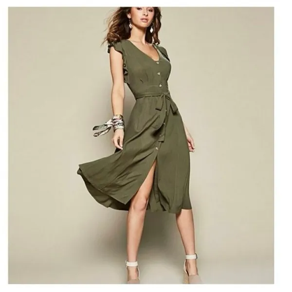 GB Gianni Bini Olive Green Dress - Image 6