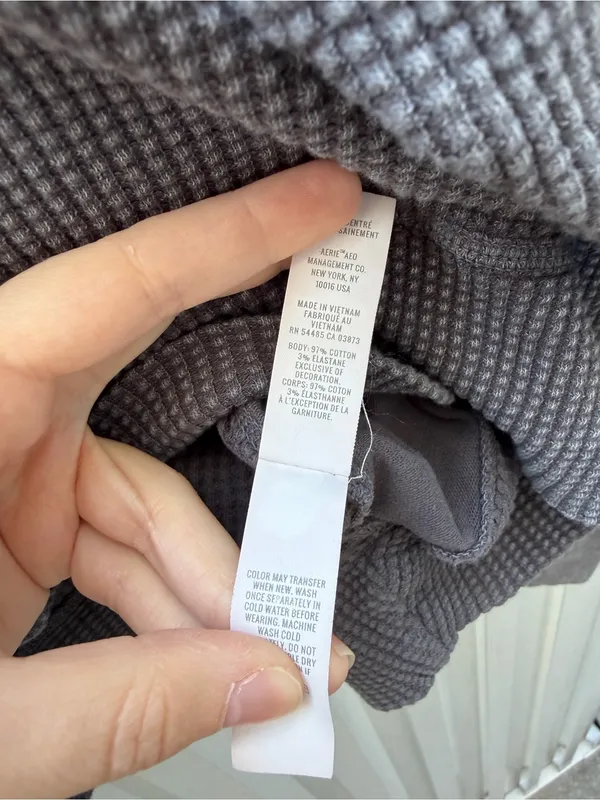 OFFLINE by Aerie Oversized Thermal Waffle Sweatshirt Gray M - Image 5