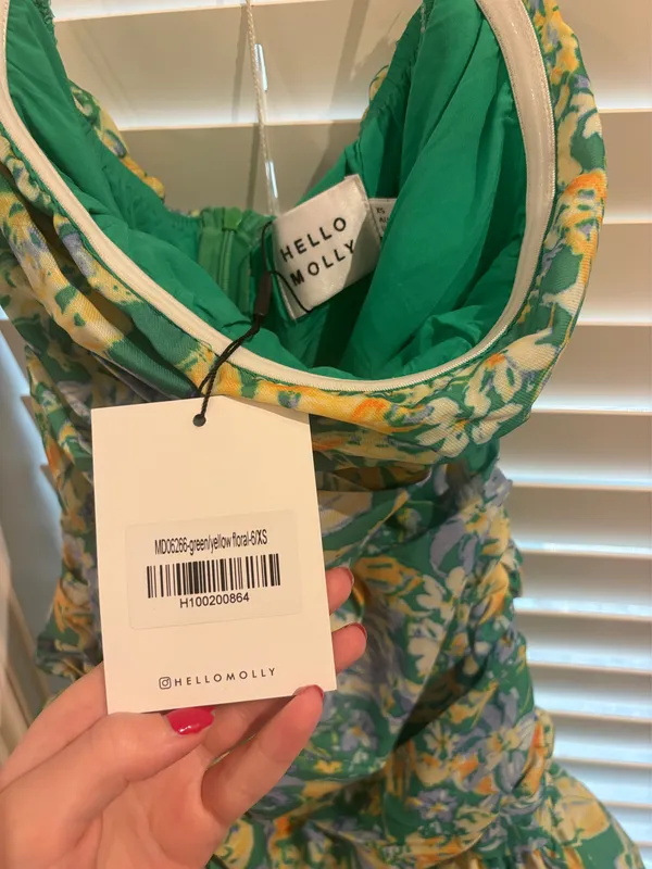 Power To You Mini Dress Green Hello Molly Floral Strapless Ruched S - Image 6