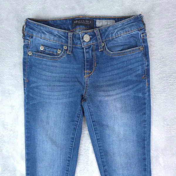 Aeropostale Jegging Women 00 Regular (25x28) Blue Denim Skinny Stretch Jeans - Image 3