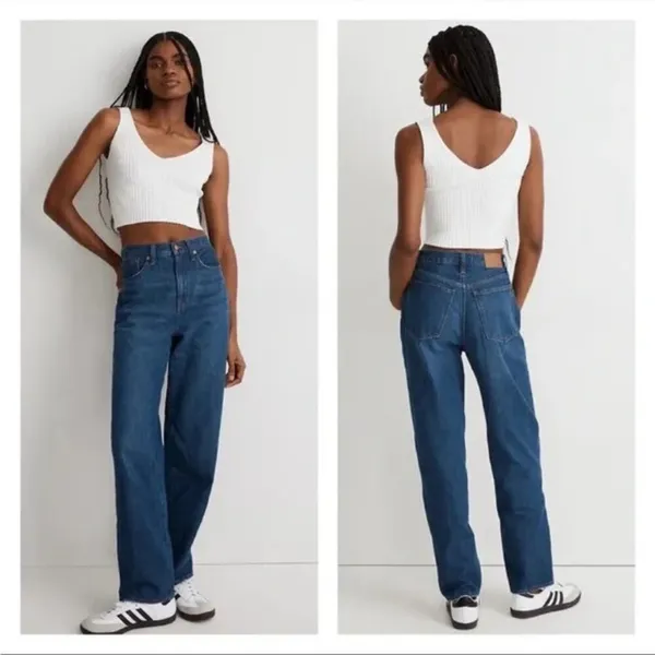 Madewell Dark Wash‎ High Rise Baggy Straight Jeans - Image 2
