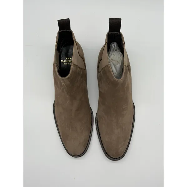 New Ann Mashburn Ankle Boots Womens 37 Taupe Suede Italian Chelsea Ankle Boot - Image 5