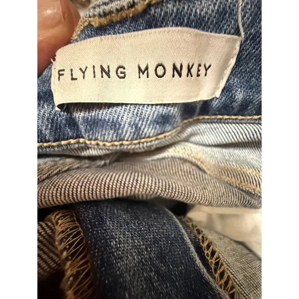 Flying Monkey High Rise Wide Leg Crop Jeans Raw Hem Size 31 - Image 4