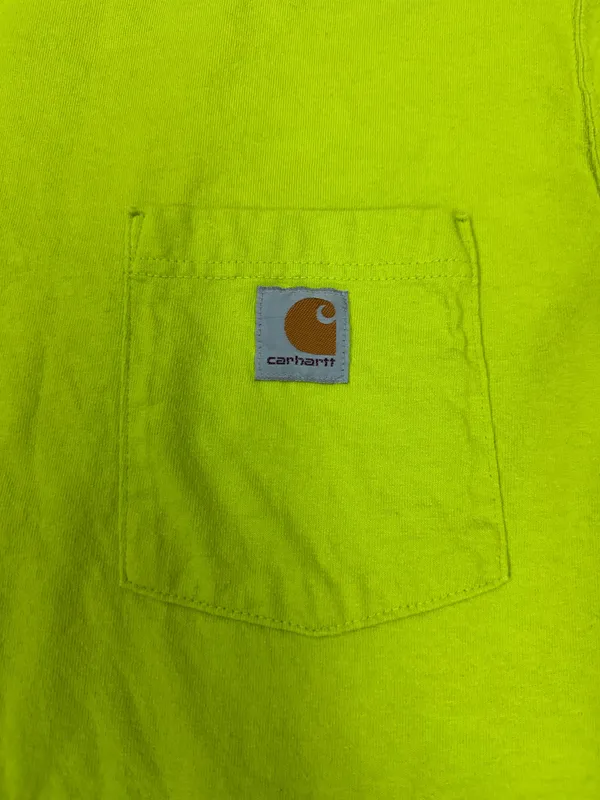 Carhartt Mens Long Sleeve Original Fit Pocket Tee Lime Colored Size Medium - Image 2