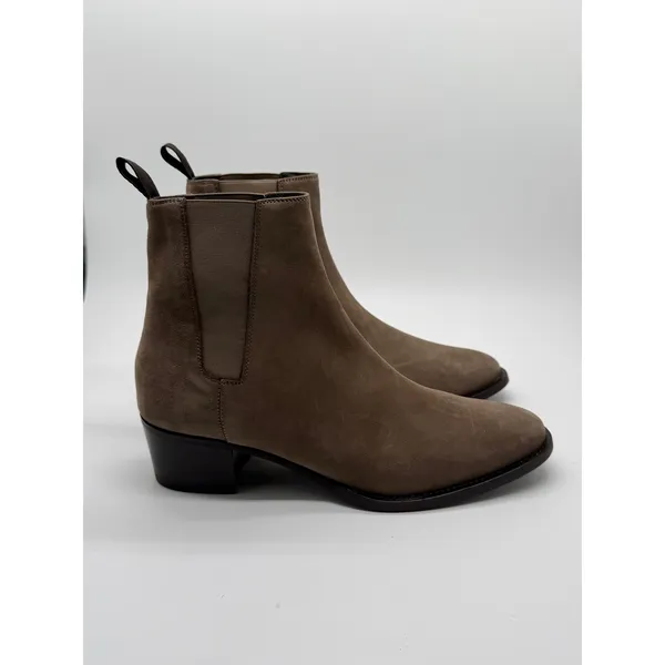 New Ann Mashburn Ankle Boots Womens 37 Taupe Suede Italian Chelsea Ankle Boot - Image 2