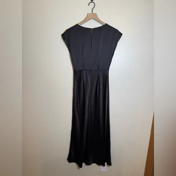 Madewell Wide V-Neck Satin Midi‎ Dress - Image 6