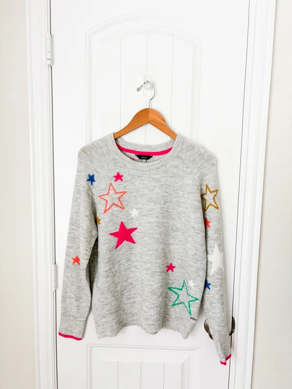 Joules Chantelle Grey Marl Star Sweater Size 8 - Image 3