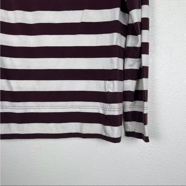 Nike Womens Striped Long Sleeve‎ Tee Maroon White Sz M - Image 4