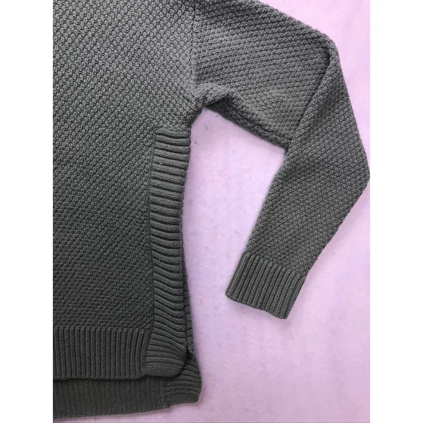 Madewell Crewneck Sweater Womens XS Green Excellent Textured Knit High Low Hem‎ - Image 3