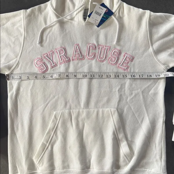 Women’s White Embroidered SYRACUSE College Drawstring Hoodie Size L NEW - Image 8
