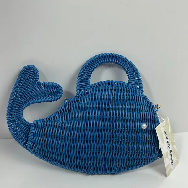 Tommy Bahama Blue Whale Wicker‎ Crossbody Bag Novelty Nautical Purse - Image 6