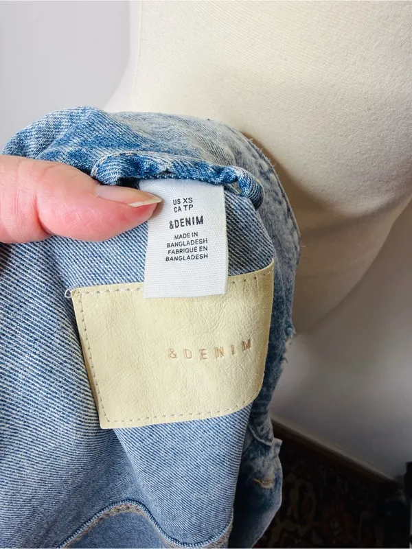 H&M Acid Wash Long Line Oversized Denim Jacket - Image 5