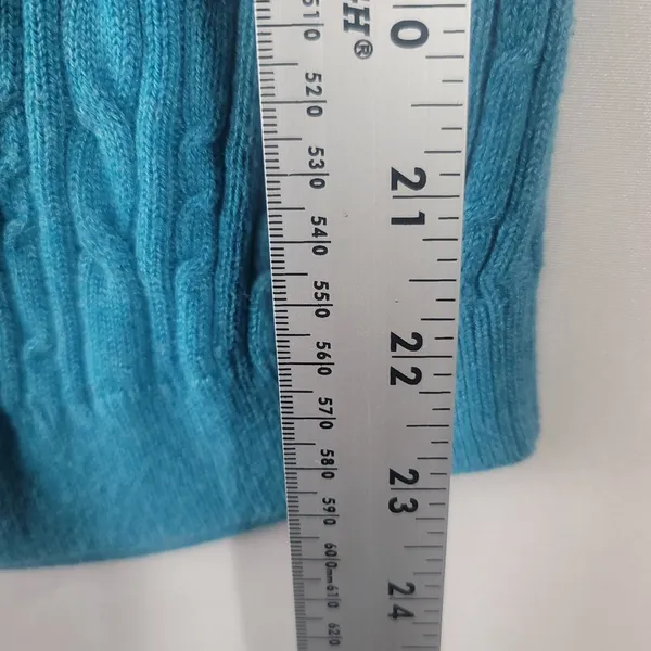 Croft & Barrow Teal Blue Cable Knit Sweater Crewneck Long Sleeve Women's Size M - Image 6