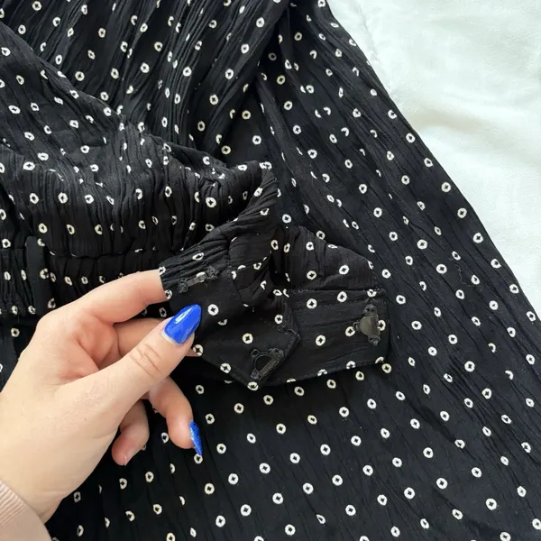 Vintage Maxi‎ Skirt Womens 6 Fairy Whimsy Hippie Polka Dot Black 90s Y2K Grunge - Image 9