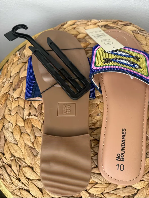 NWT No Boundaries Sandal Sardine Can Beaded Slide Sandals Multi Color Size 10 - Image 6
