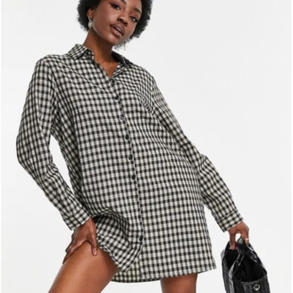 Maison Scotch Black & White Gingham Plaid Button Front Dress size Medium - Image 5