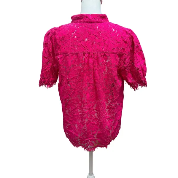 Generation Love Lace Top Womens Small Hot Pink Floral V Neck Unlined Romantic - Image 4