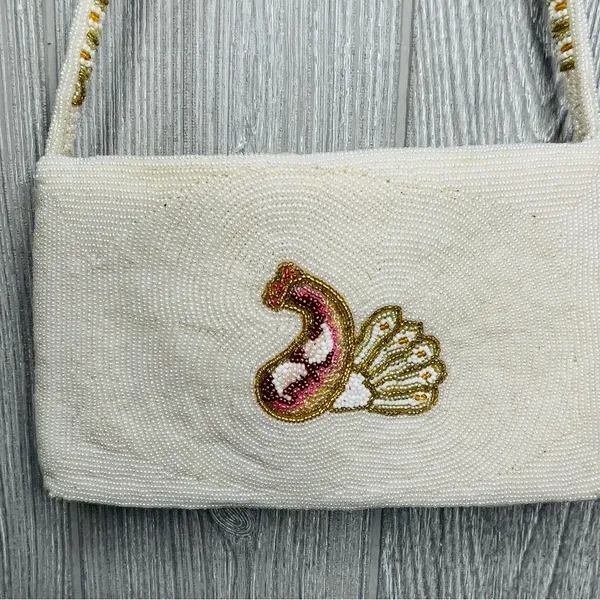 Vintage Walborg Seed Beaded Evening Bag clutch purse with beaded strap - Image 7