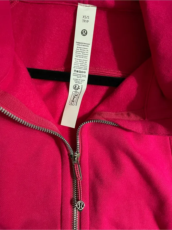 Lululemon NWT Scuba Oversized Half Zip Hoodie Jacket Hot Pink Silver Hardware XS - Image 5