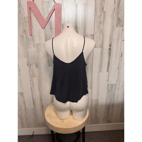 Silence + Noise Black Flowy Tank Top Size Medium Minimal Spaghetti Strap Loose F - Image 4