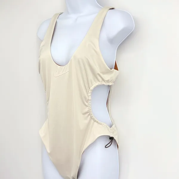 Nike Explore Wild Cutout Swimsuit Womens LG‎ Beige One Piece Beach Vacation - Image 4