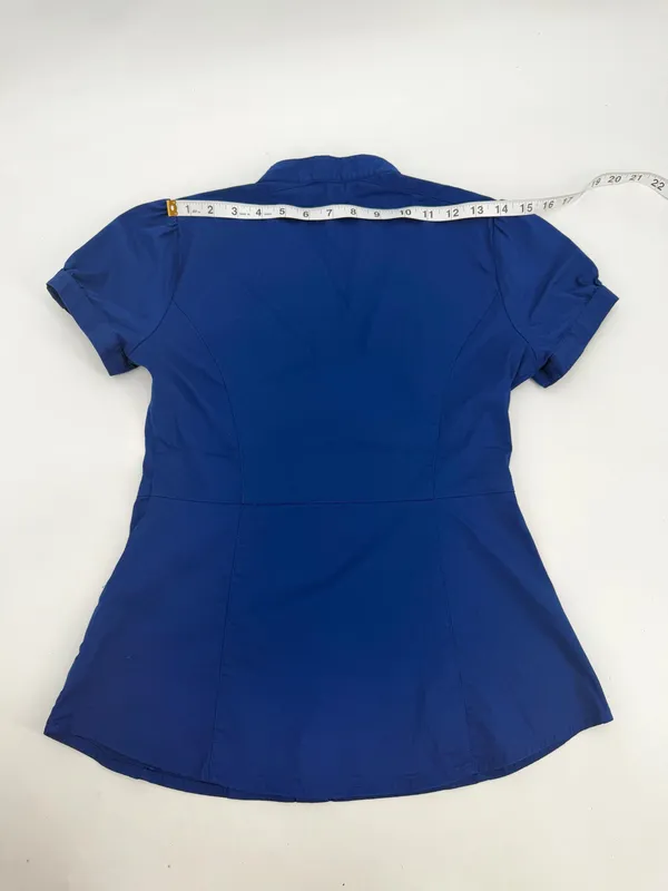 Express Blouse Women’s XS Cobalt Blue Essential Stretch Button Up Preppy Top - Image 8