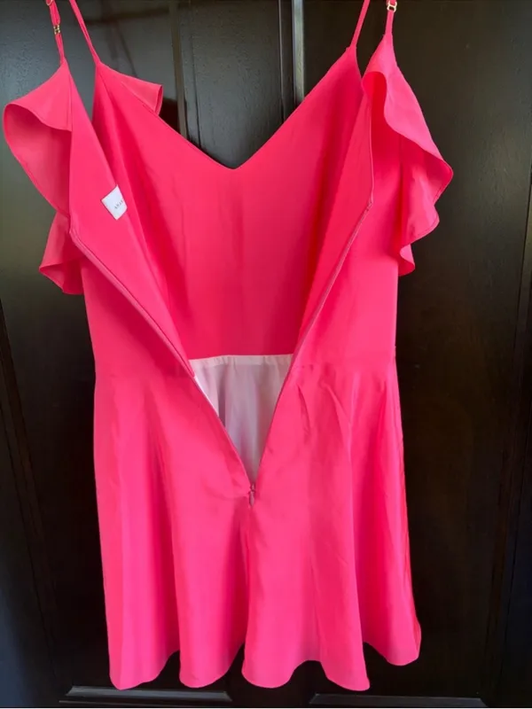 EUC Amanda Uprichard Silk Tate Dress Fluro Pink Size XS - Image 11