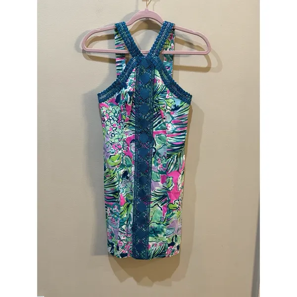 LILLY PULITZER Vena Stretch Shift Dress Size NWT Tropical early bloomer Size 00 - Image 2