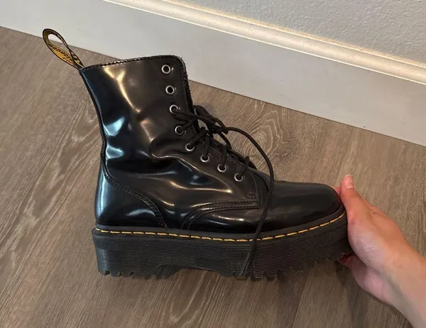 Dr. Martens Jadon Black Boots Polished Smooth Quad Retro 15265001 Unisex - Image 6