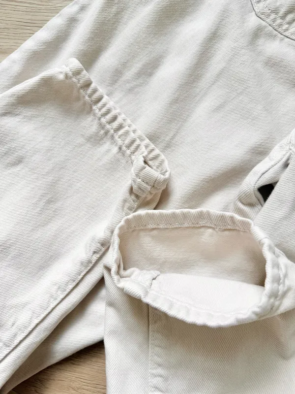 ZARA Ivory Cream Beige Baggy Paperbag High Waisted Denim Jeans - Image 6