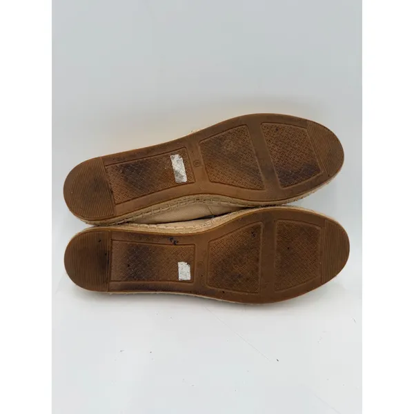 Tory Burch Poppy Espadrille Canvas Flats Beige White Logo 6M 41012 - Image 7