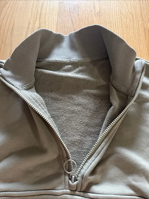 Vuori Sedona Ribbed Half Zip Sweatshirt Metal Olive Sage Sz L - Image 3