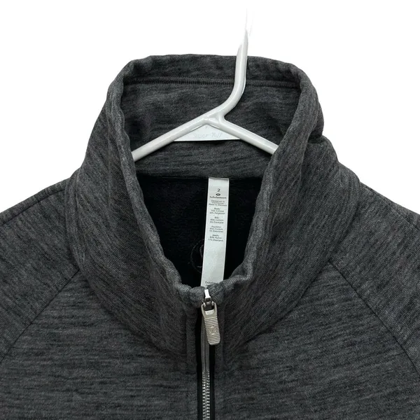 Lululemon Jacket Women Size 2 Gray‎ Heather Radiant Full Zip Mock Neck EUC - Image 5