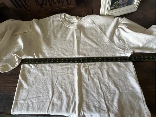 Madewell NWT Cream Balloon Sleeve Sweatshirt Size Large - Image 6