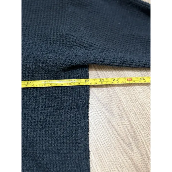 Aerie Women's Black Waffle Knit Button Mock Neck Sweater Size S‎ - Image 5
