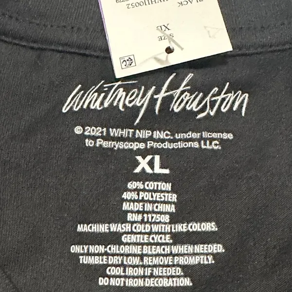 Vintage Whitney Houston Short Sleeve T-Shirt Black I Will Always Love You - Image 3