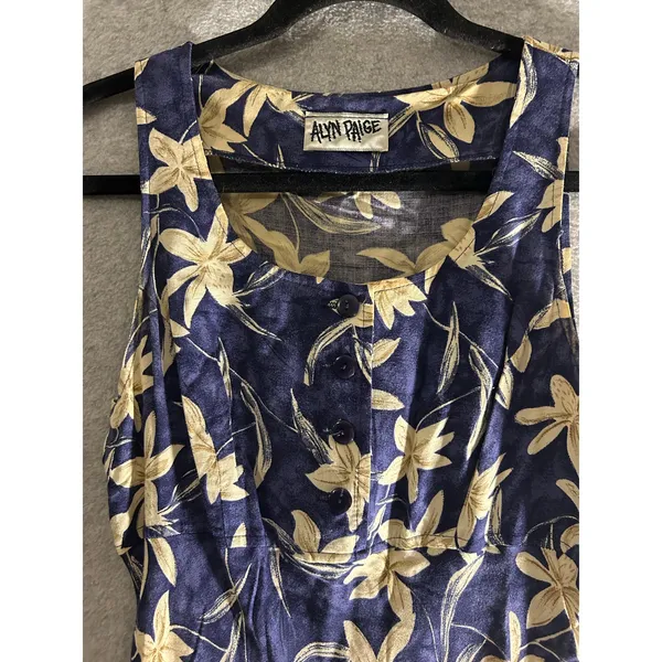 Alyn Paige Midi Tank dress small blue floral‎ - Image 7