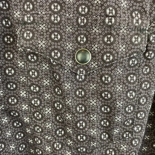 Panhandle Gray & Black Print Pearl Snap Long Sleeve Western Cowgirl Rodeo Top S - Image 4